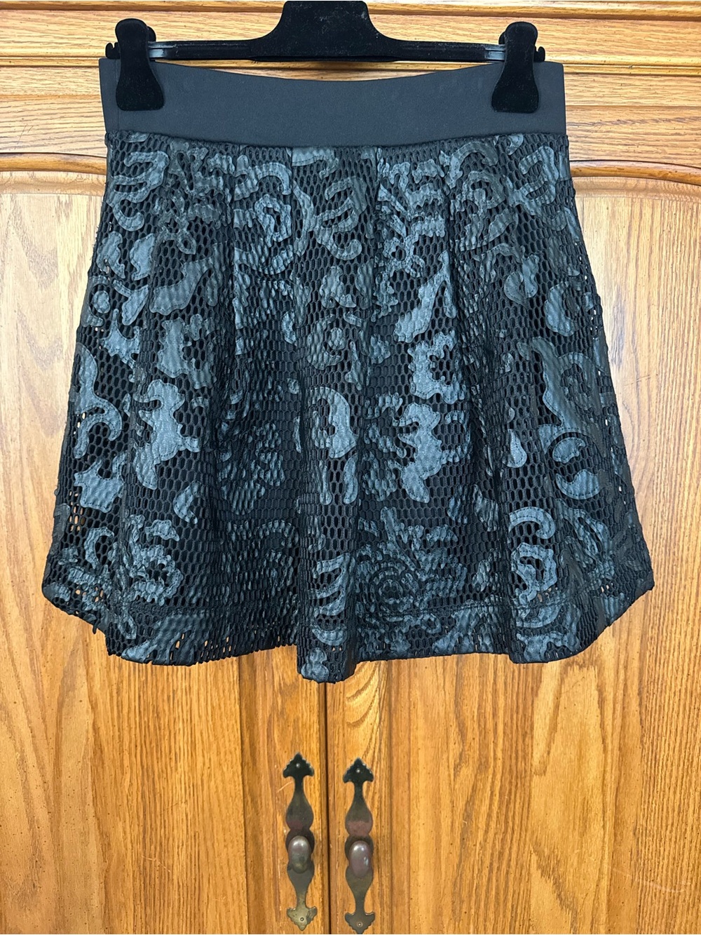 Express Black Floral Lace Circle Skirt